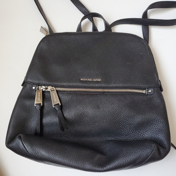 Michael kors pebble leather backpack black silver chain bag WOMEN'S - Picture 12 of 12